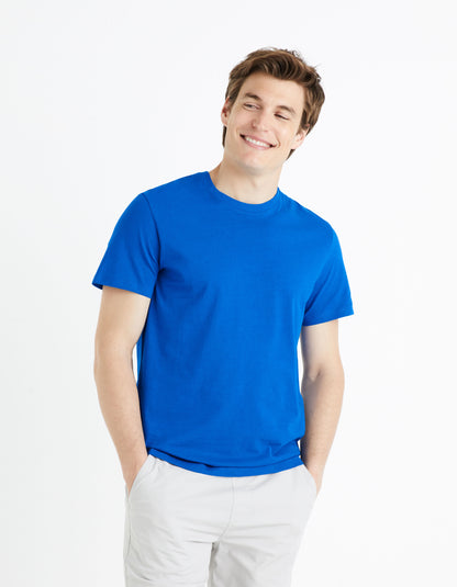 Round Neck T-Shirt 100% Cotton_TEBASE_BLEU BRUT_01