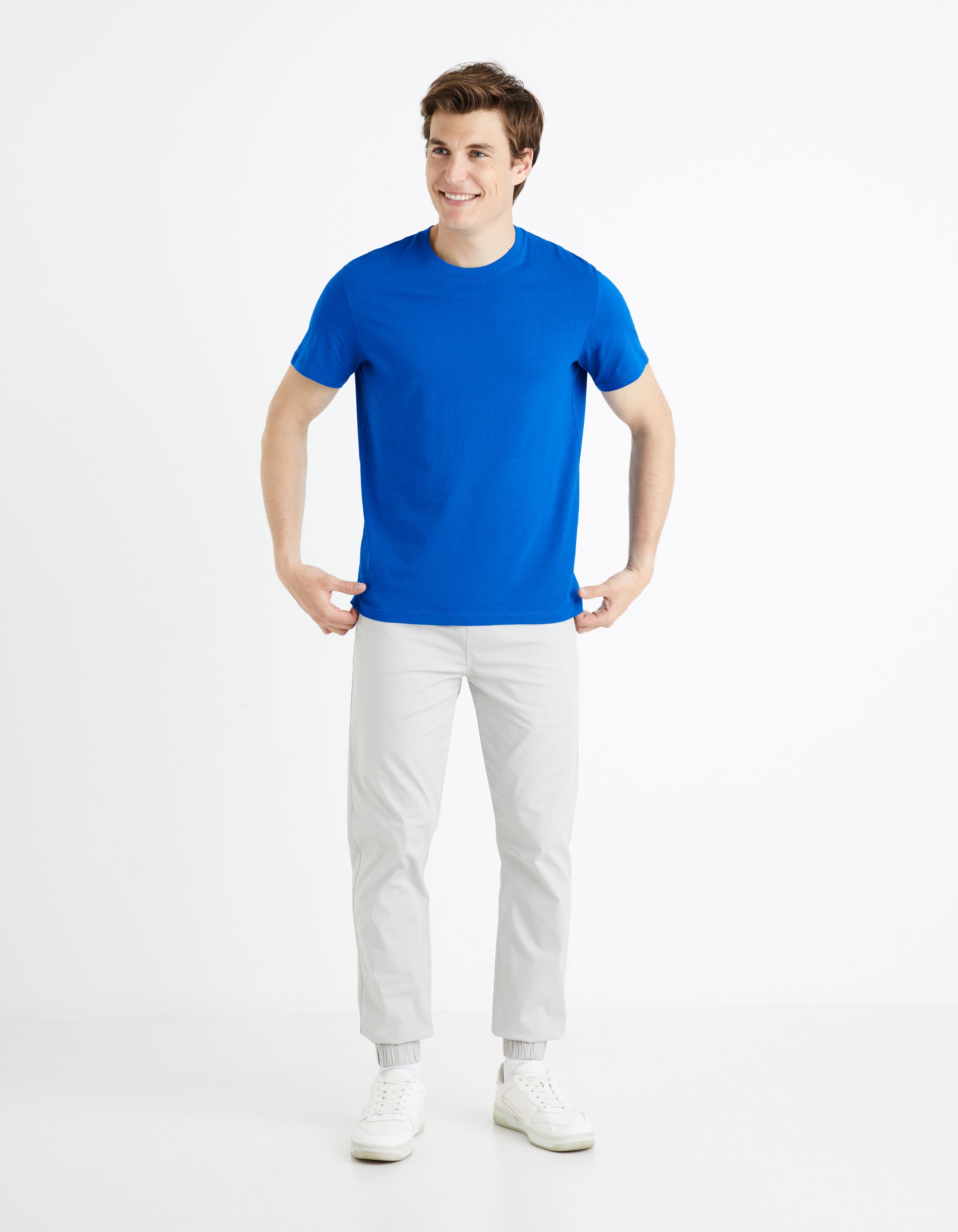 Round Neck T-Shirt 100% Cotton_TEBASE_BLEU BRUT_03