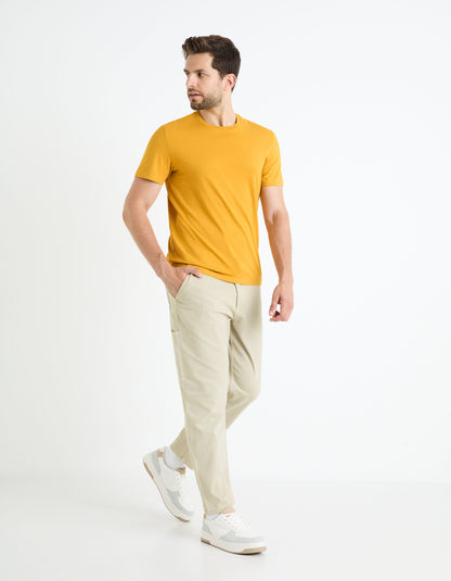 Round Neck T-Shirt 100% Cotton_TEBASE_YELLOW GOLDEN_03