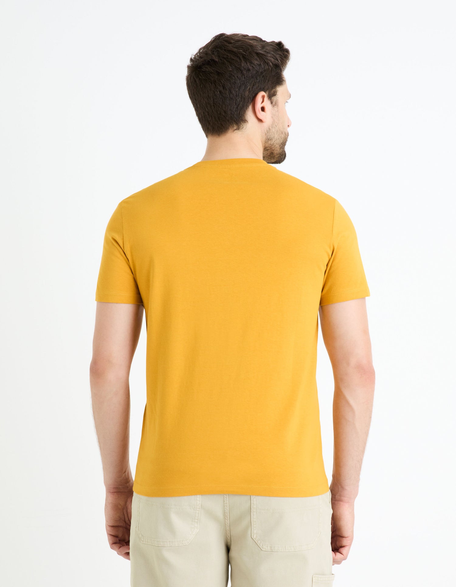 Round Neck T-Shirt 100% Cotton_TEBASE_YELLOW GOLDEN_04