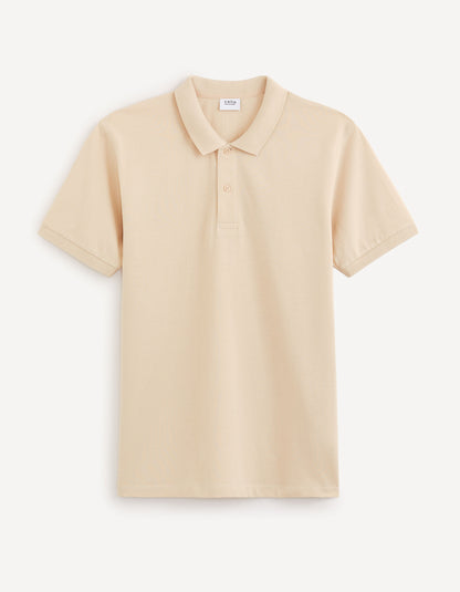 100% Cotton Pique Polo Shirt_TEONE_BEIGE_02