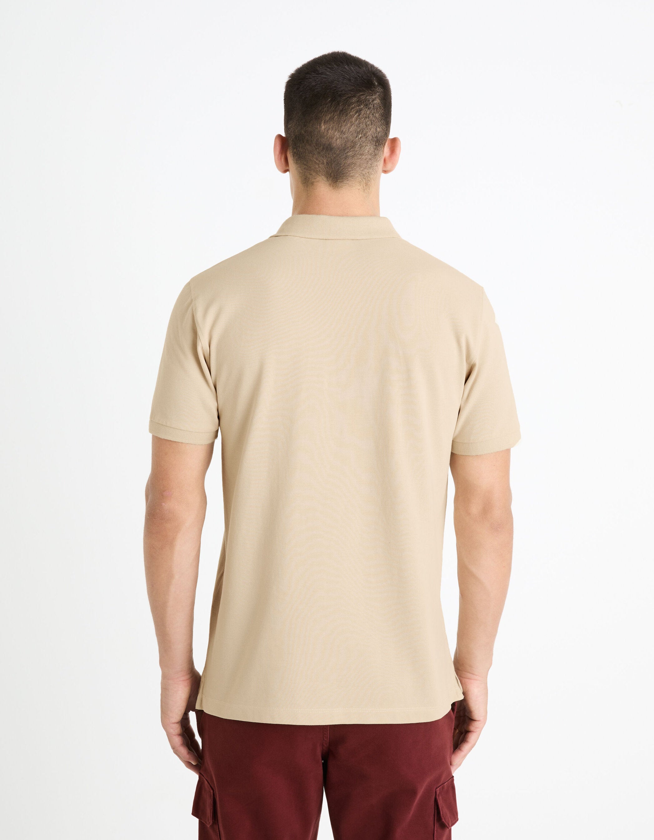 100% Cotton Pique Polo Shirt_TEONE_BEIGE_04