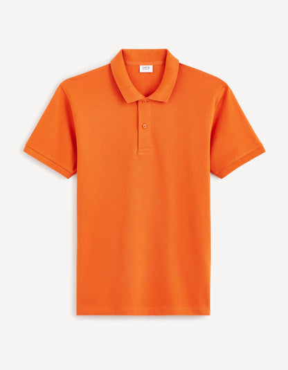 100% Cotton Pique Polo Shirt_TEONE_BURNT ORANGE_01