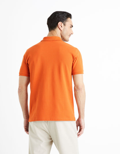 100% Cotton Pique Polo Shirt_TEONE_BURNT ORANGE_04