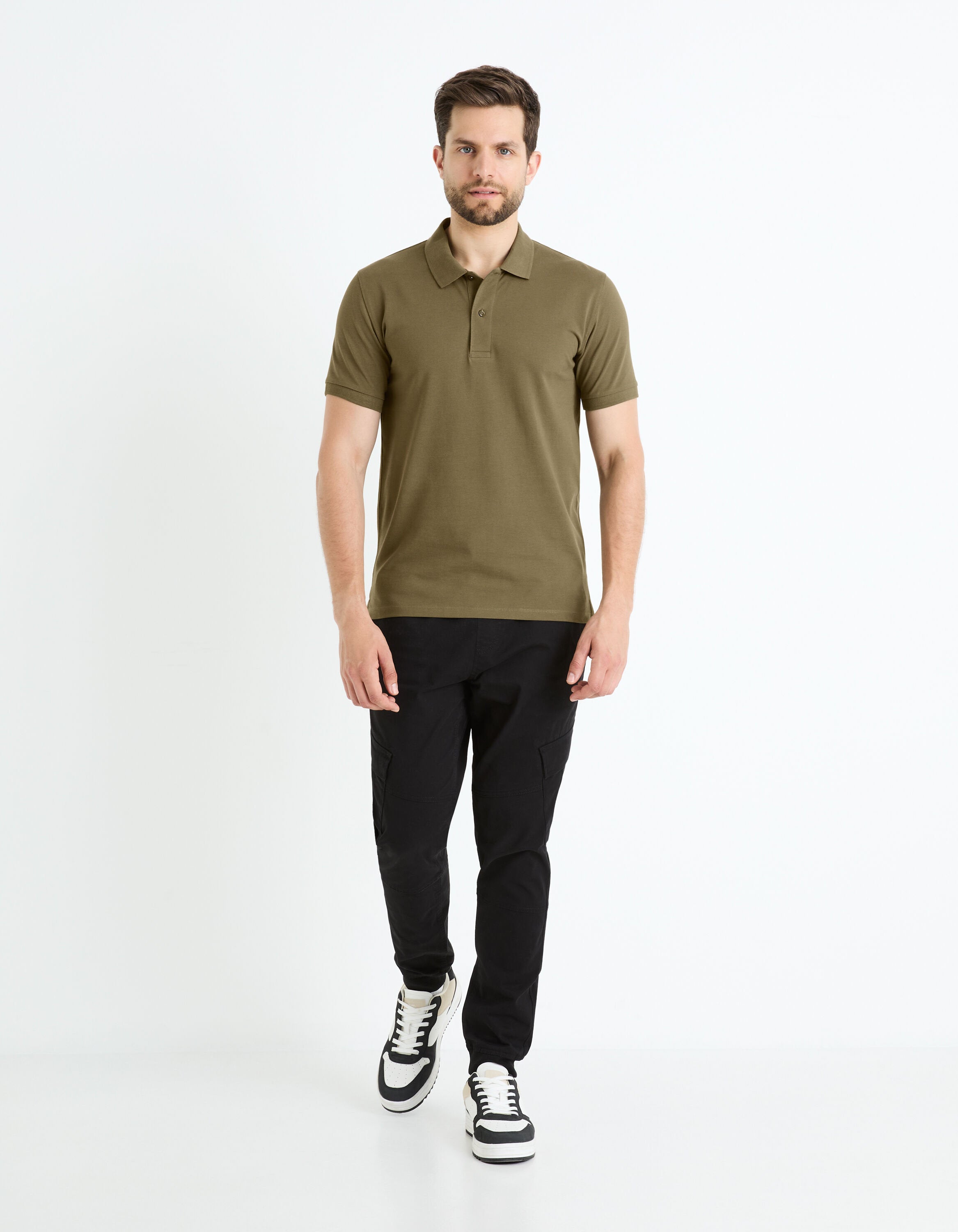 100% Cotton Pique Polo Shirt_TEONE_KAKI_03
