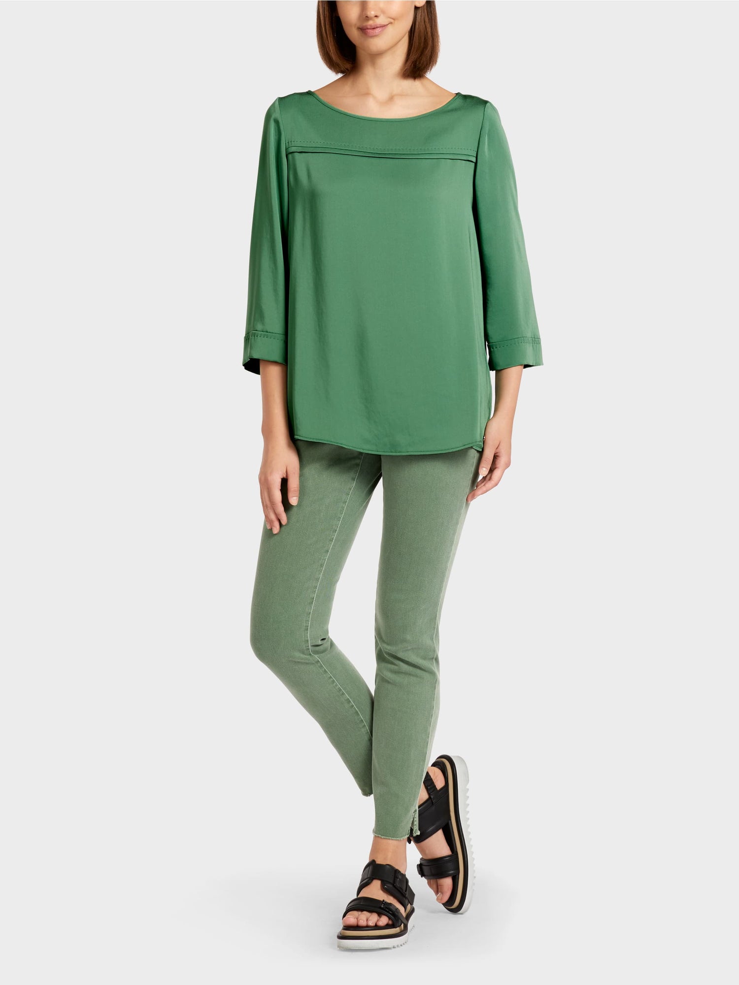 Blouse-Style Top With Boat Neckline