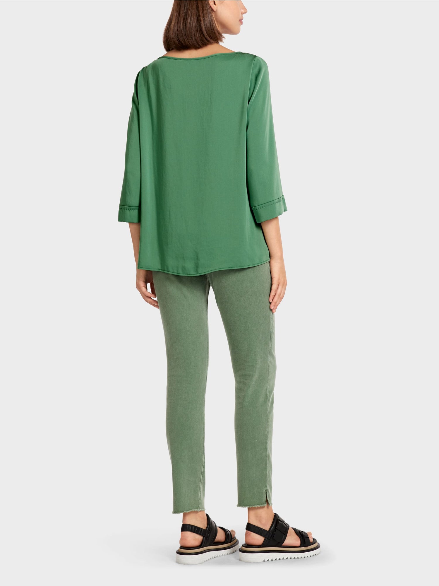 Blouse-Style Top With Boat Neckline