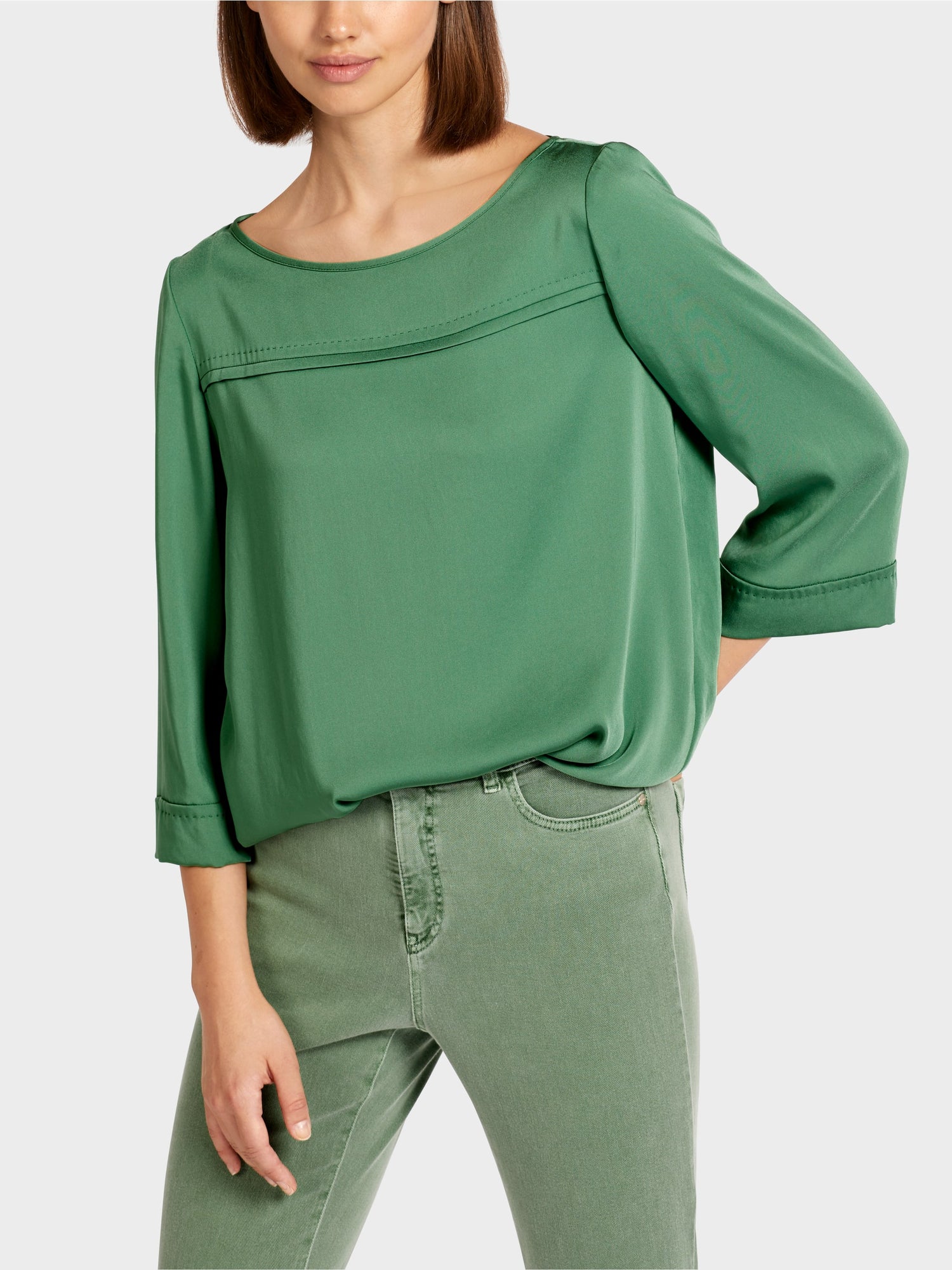 Blouse-Style Top With Boat Neckline