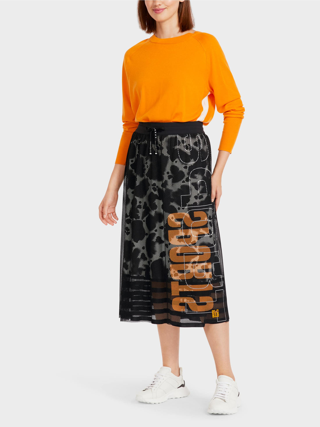 Mesh Skirt With Printed Lining