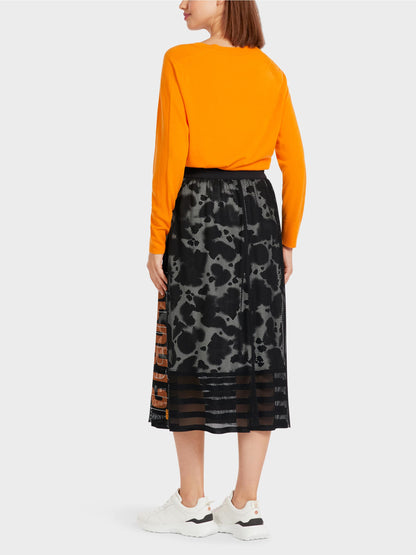 Mesh Skirt With Printed Lining