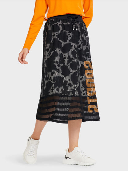 Mesh Skirt With Printed Lining