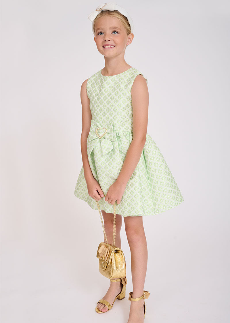 Ursula Heart Bow Dress Green - BEVAVA