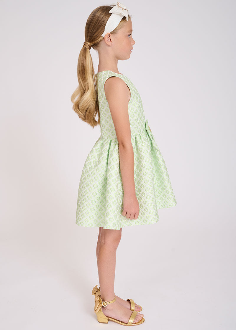 Ursula Heart Bow Dress Green - BEVAVA