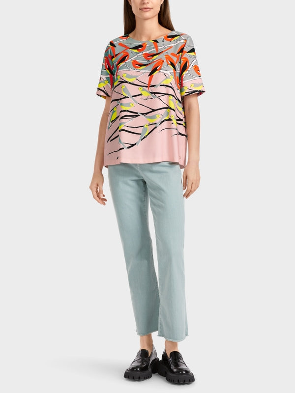 Multi-Color Short Sleeve Blouse With Bird Design_VC 51.01 W02_315_01