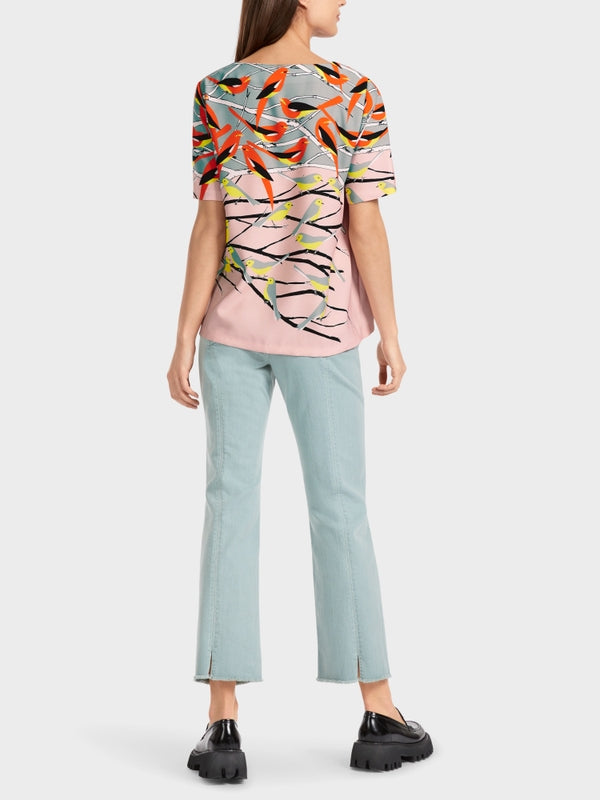 Multi-Color Short Sleeve Blouse With Bird Design_VC 51.01 W02_315_02