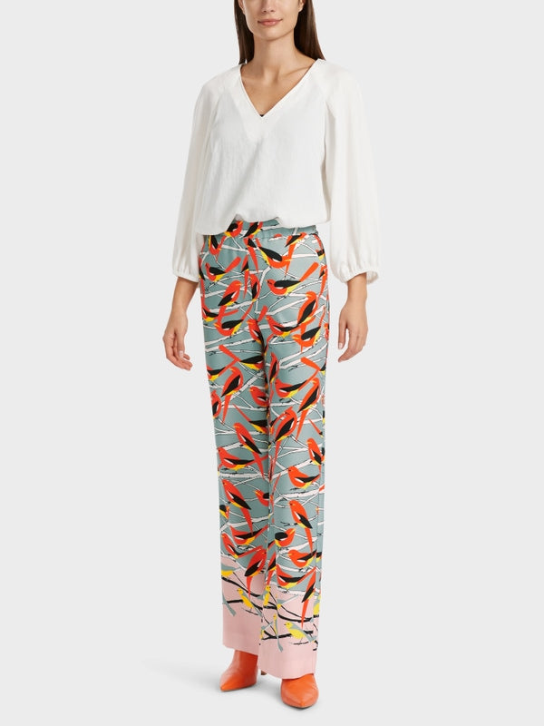 Slip-On Trousers With All-Over Bird Design_VC 81.13 W02_315_01