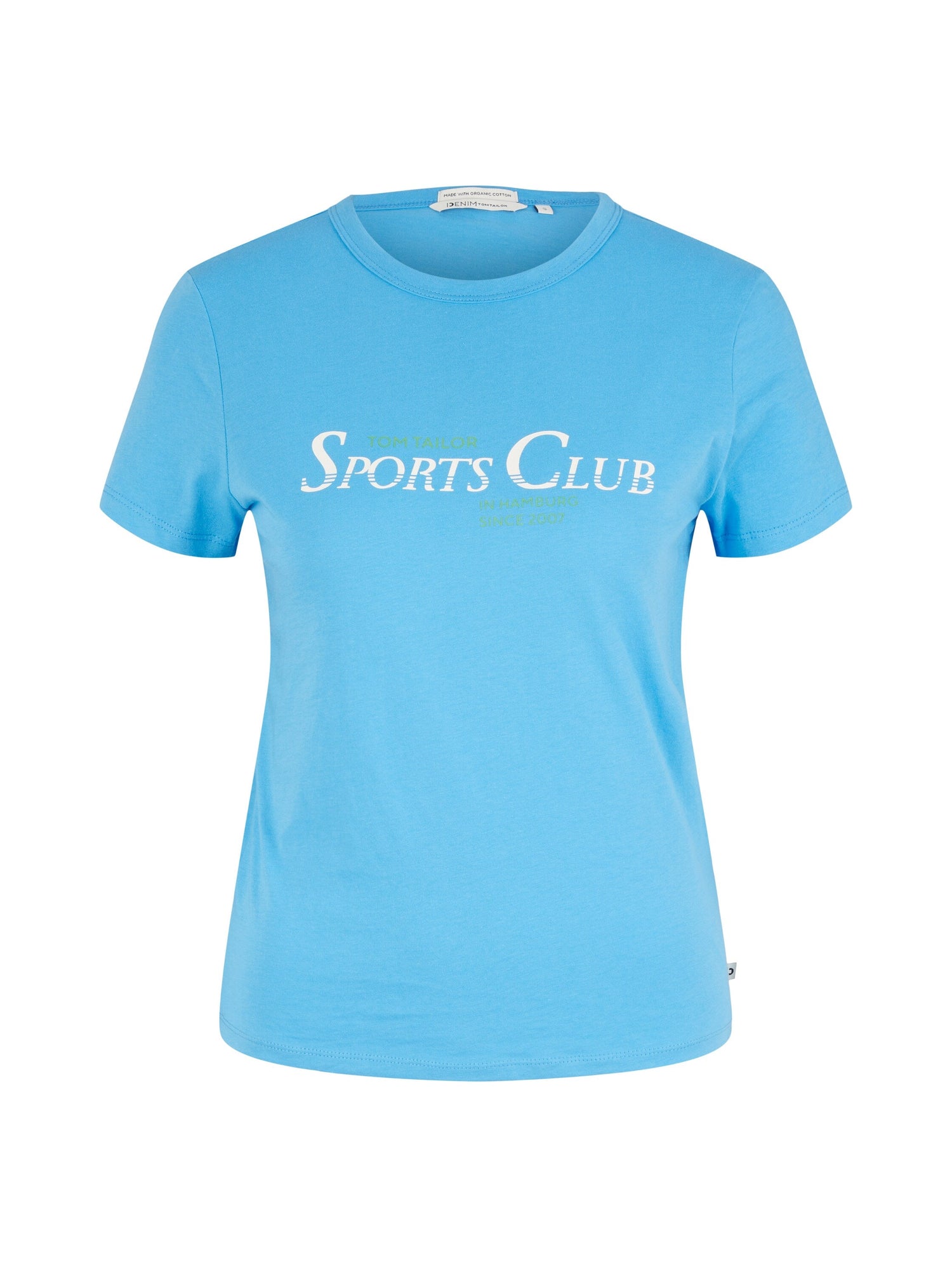 Baby Blue Short Sleeve Graphic Crew Neck T-Shirt Tom Tailor
