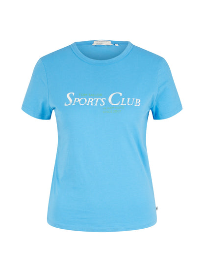 Baby Blue Short Sleeve Graphic Crew Neck T-Shirt Tom Tailor