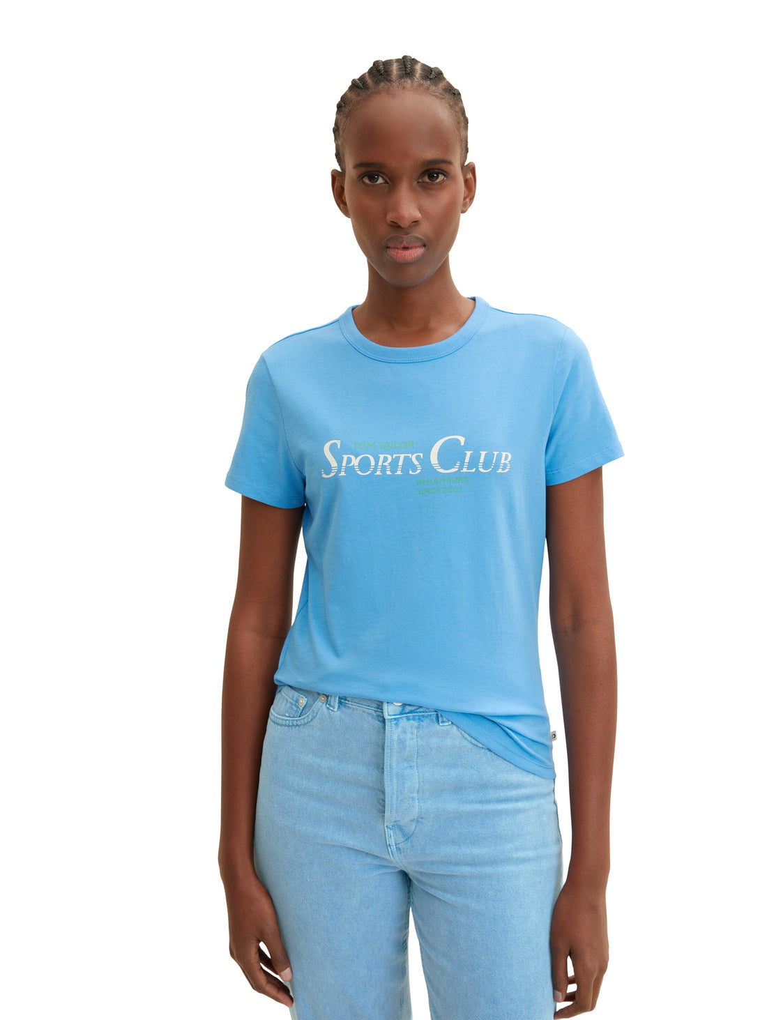 Baby Blue Short Sleeve Graphic Crew Neck T-Shirt
