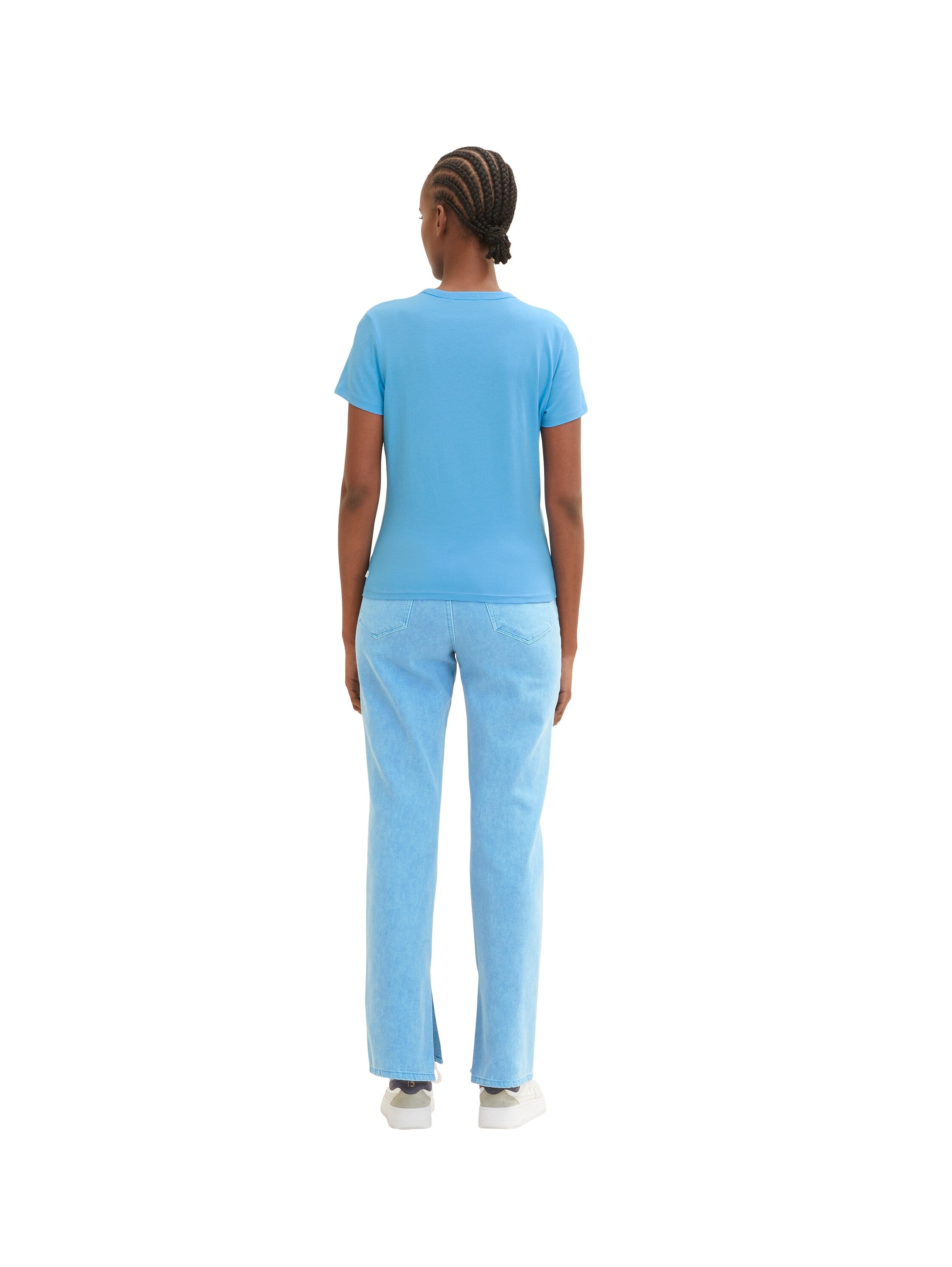 Baby Blue Short Sleeve Graphic Crew Neck T-Shirt Tom Tailor