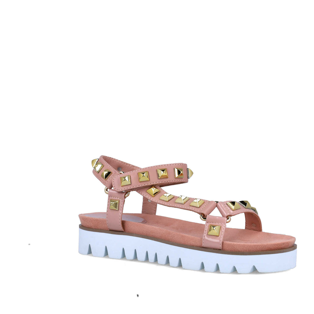 Beige Embellished T-Strap Platform Sandals