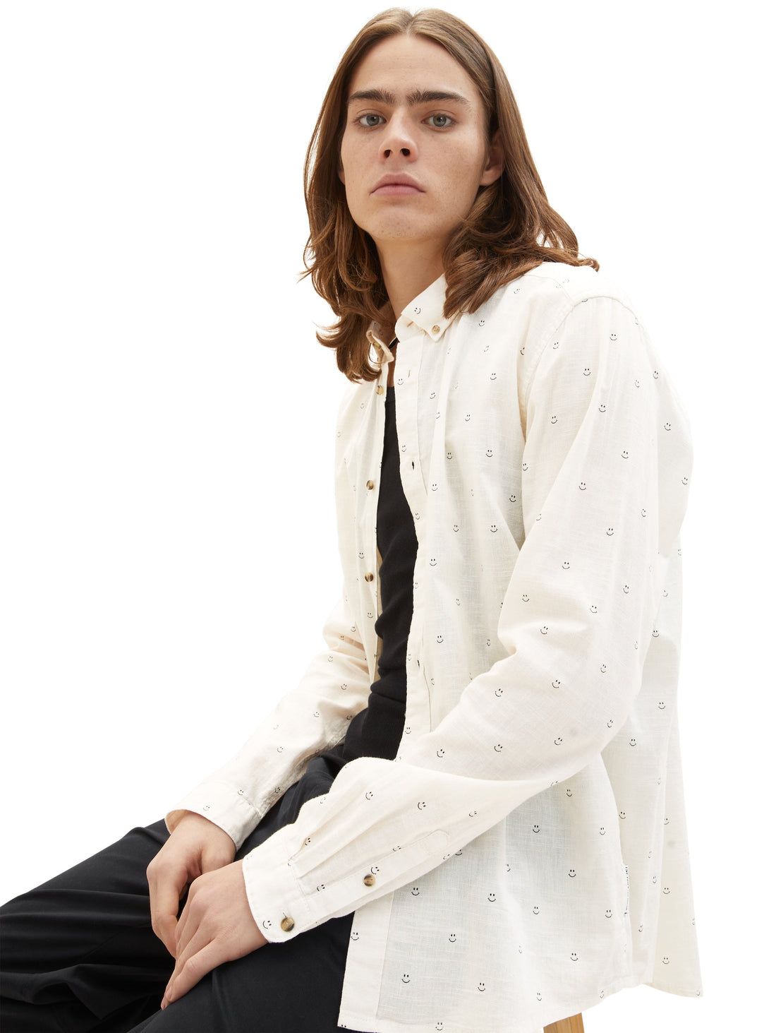 Beige Printed Long Sleeve Shirt Tom Tailor