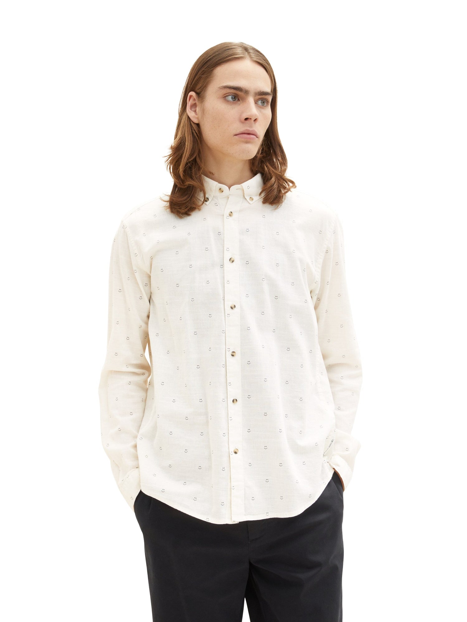 Beige Printed Long Sleeve Shirt Tom Tailor