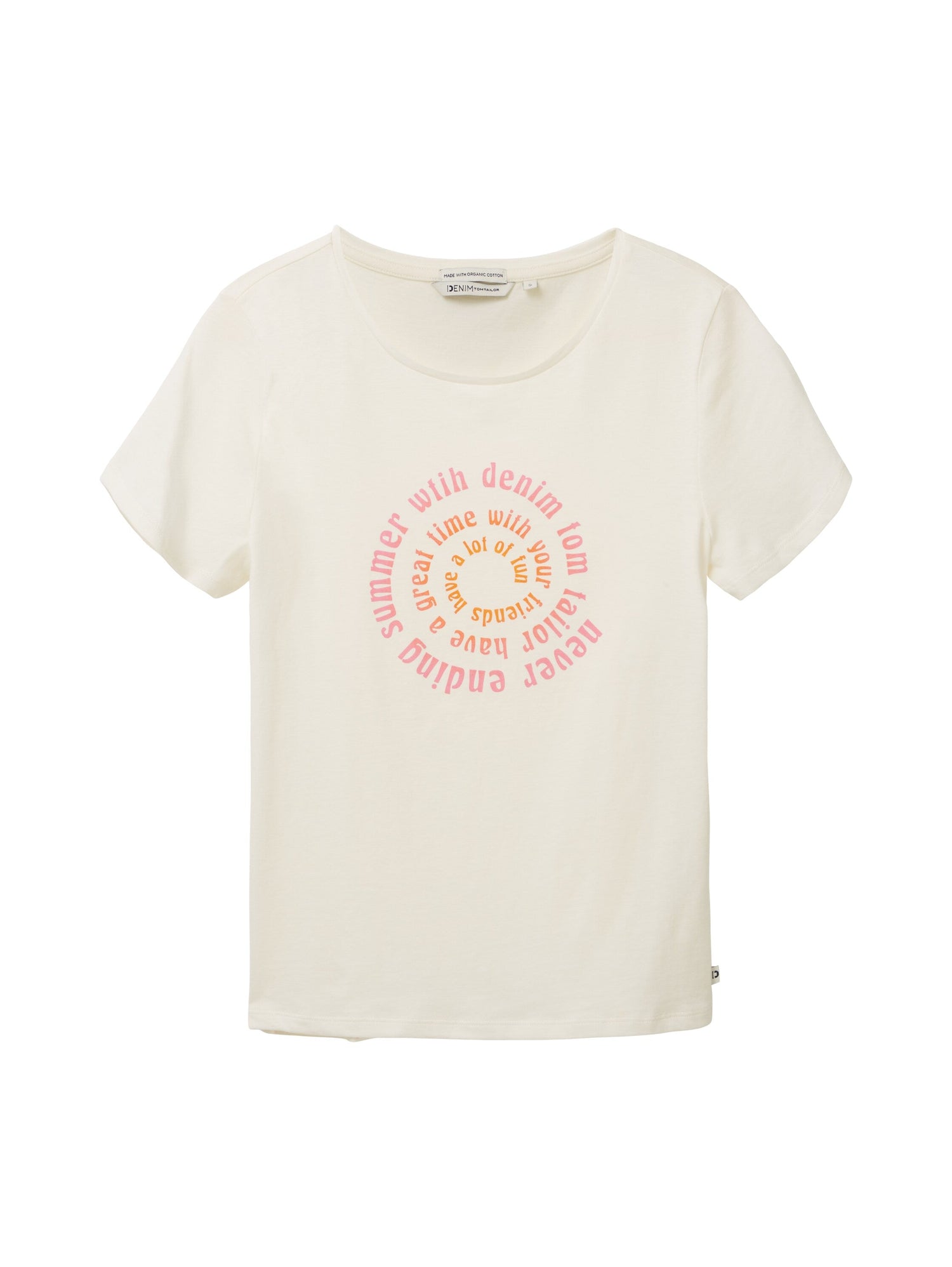 Beige Short Sleeve Round Neck Graphic T-Shirt Tom Tailor