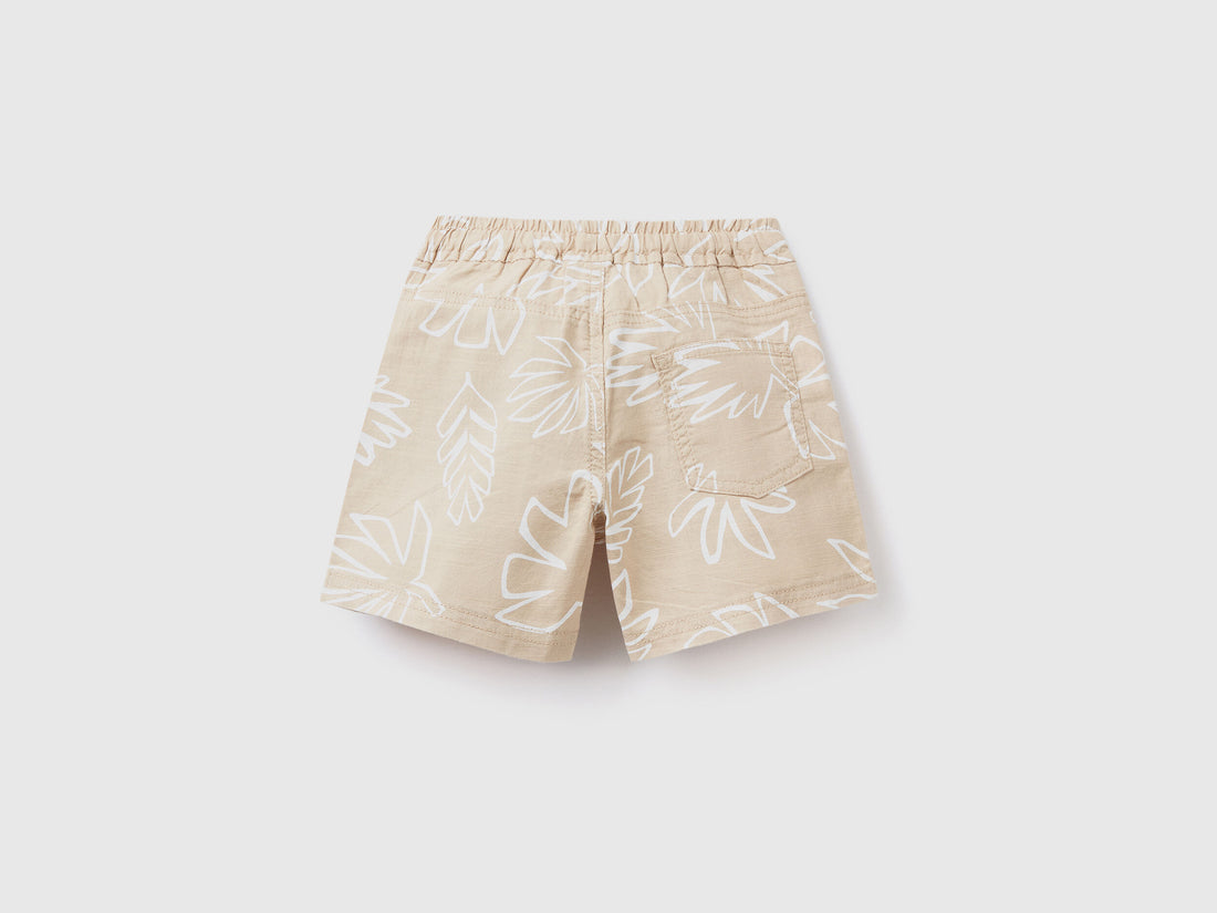 Beige Shorts With Exotic Print