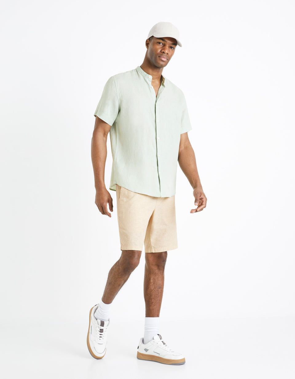 Bermuda Shorts In Cotton Linen - Natural - 01