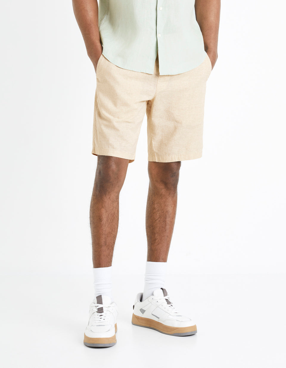 Bermuda Shorts In Cotton Linen - Natural - 02