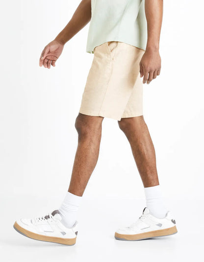 Bermuda Shorts In Cotton Linen - Natural - 03