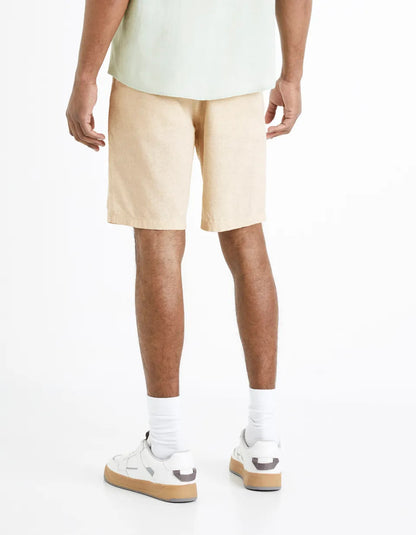 Bermuda Shorts In Cotton Linen - Natural - 04