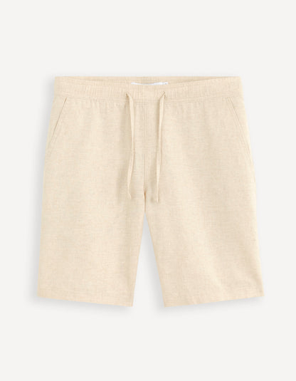 Bermuda Shorts In Cotton Linen - Natural - 05