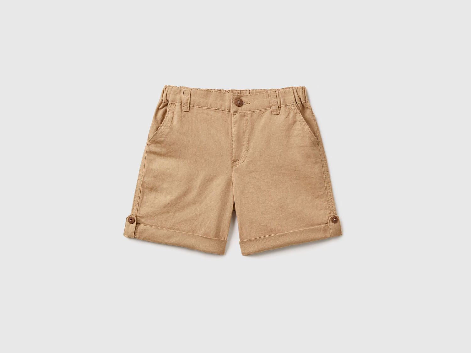 Bermudas In Linen Blend With Turn-Ups