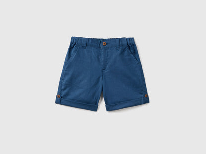 Bermudas In Linen Blend With Turn-Ups