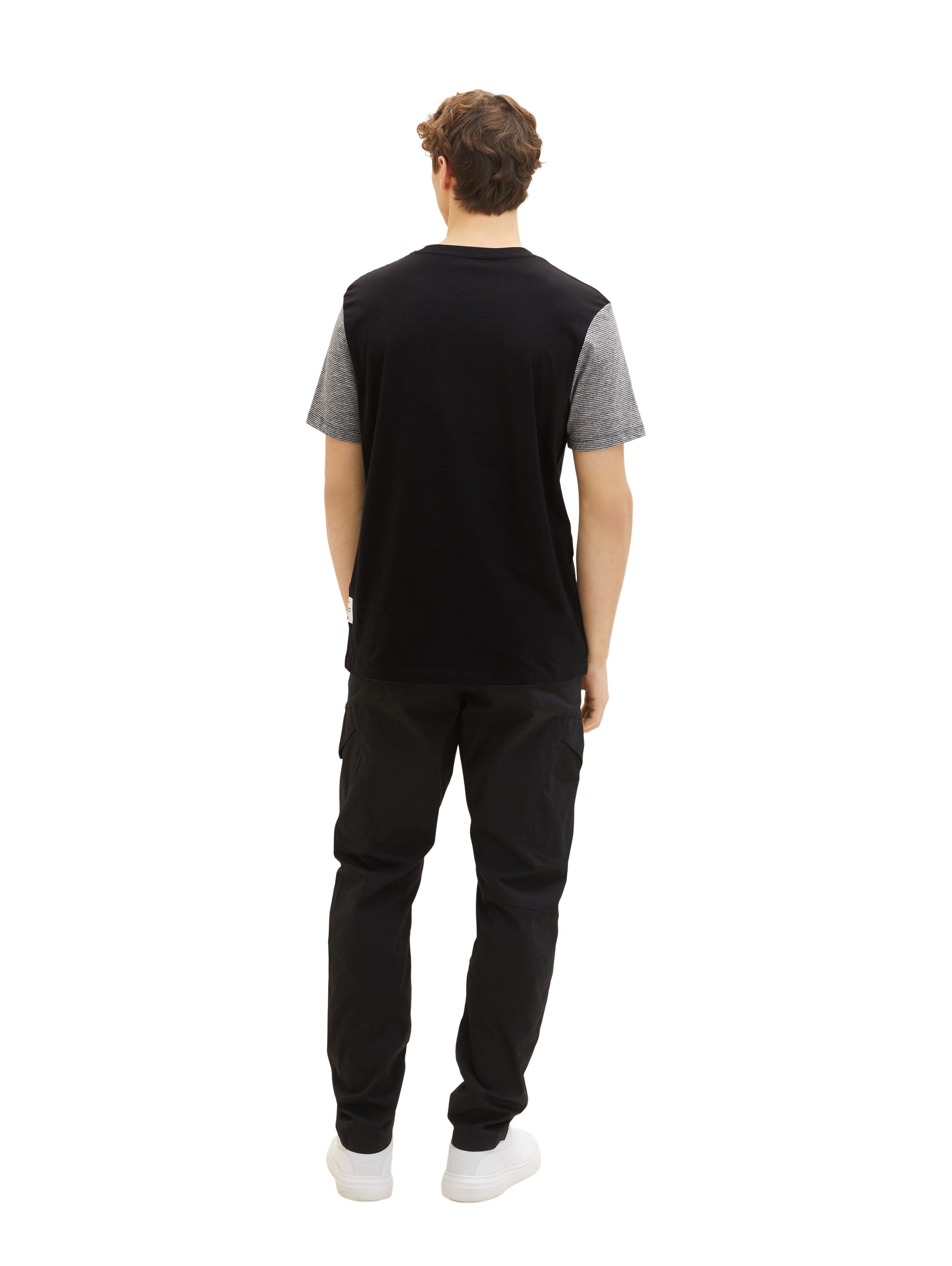 Black And Grey Short Sleeve Color-Block T-Shirt - BEVAVA