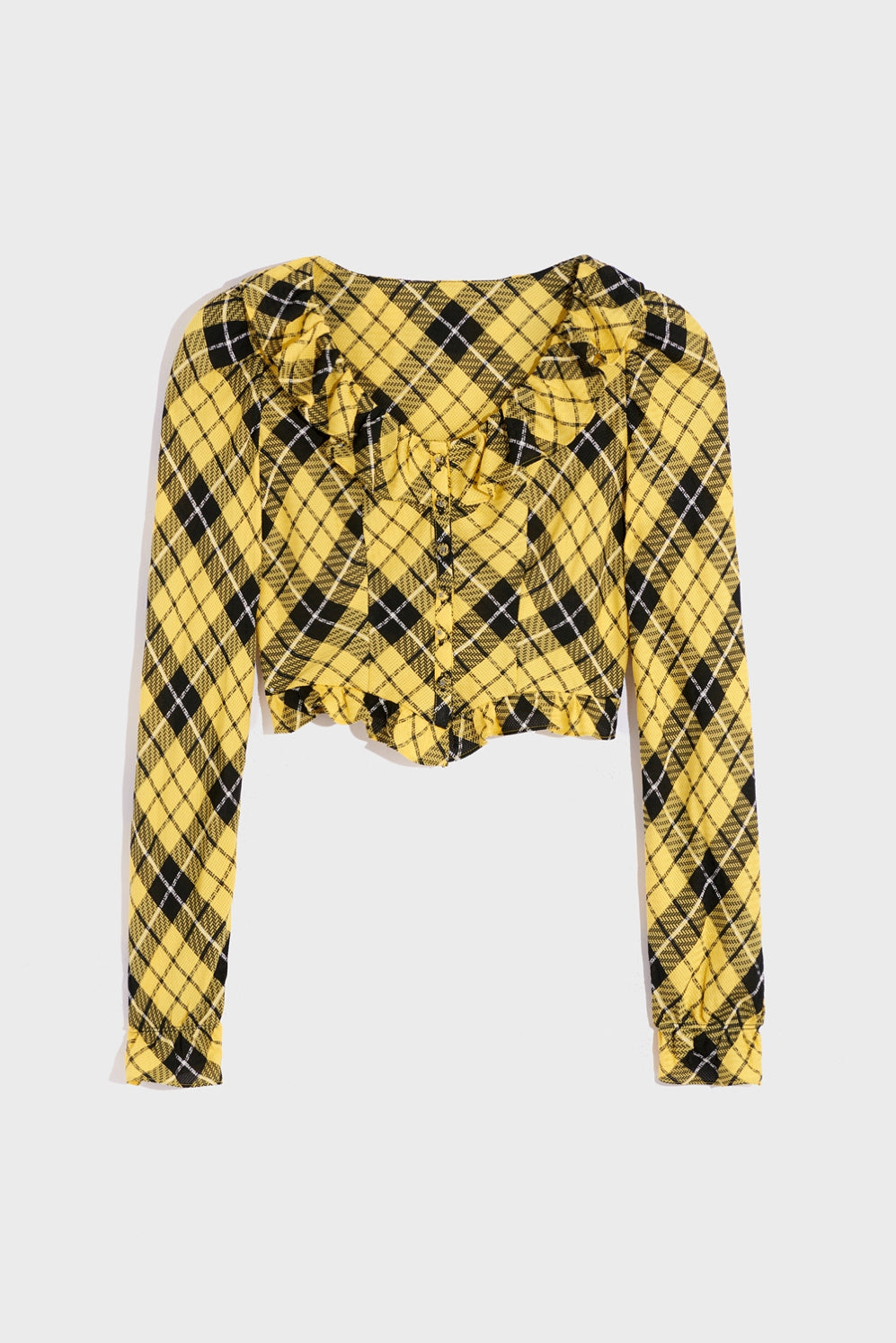 Black And Yellow Long Sleeve Cardigan Style Top