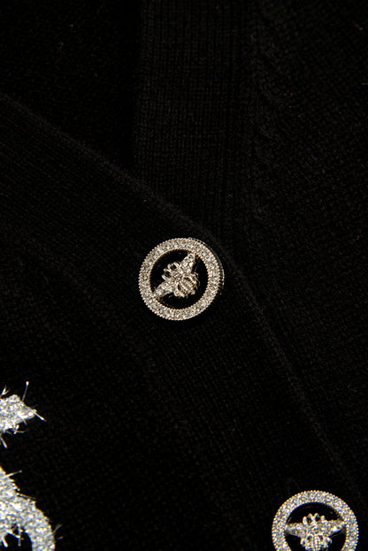 Black Cardigan With White Logo