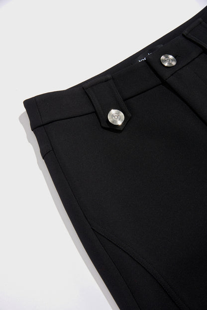 Black Dress Trousers With Center Slits