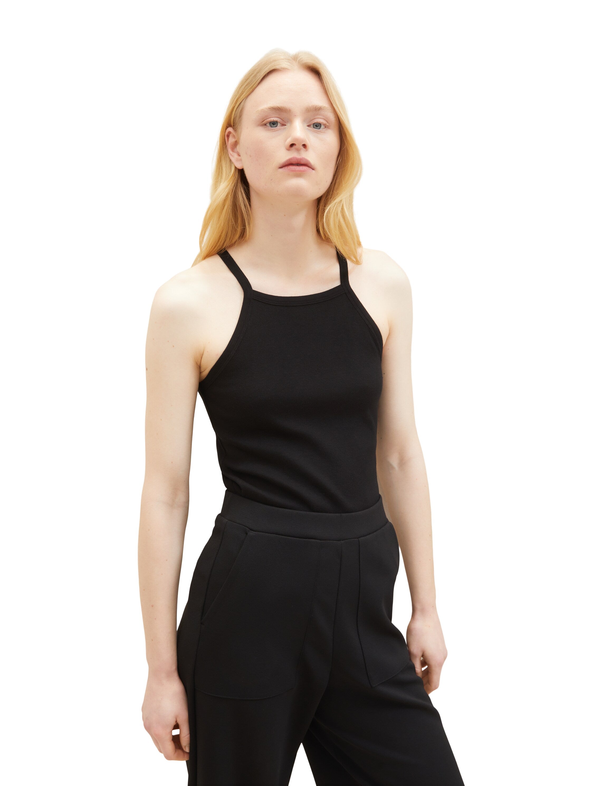 Black Halter Neck Tank Top