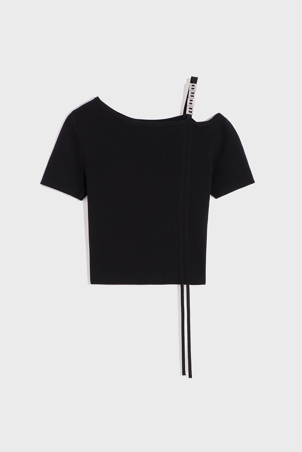 Black T-Shirt Short Sleeve With Side Rouching