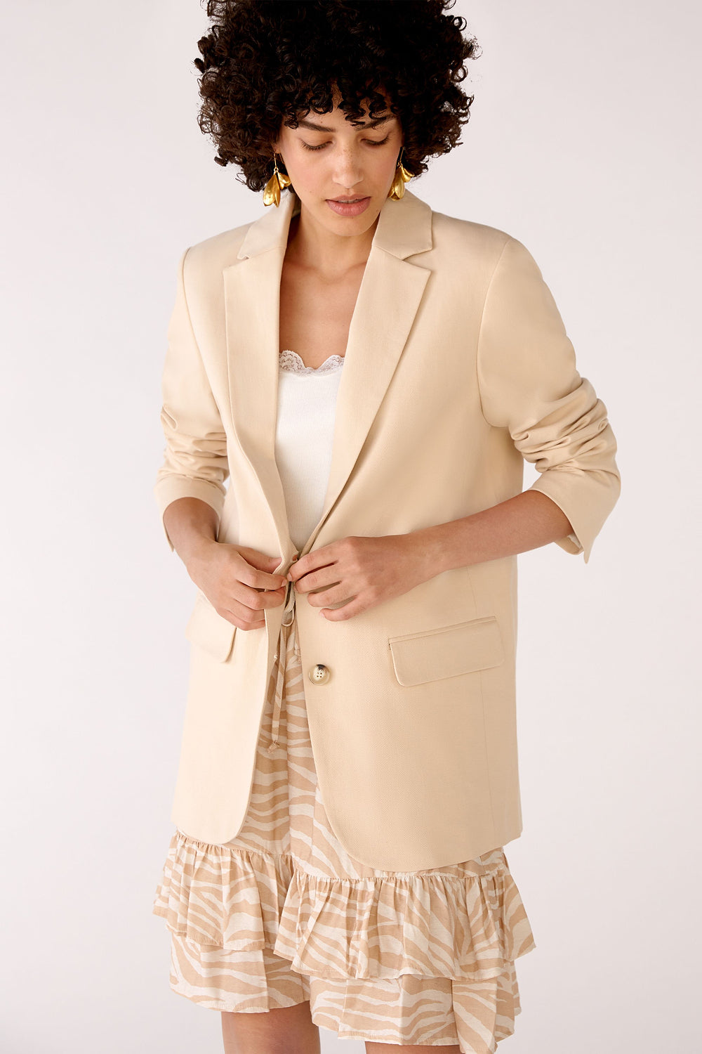 Blazer In A Lightweight Linen-Cotton Blend With Stretch