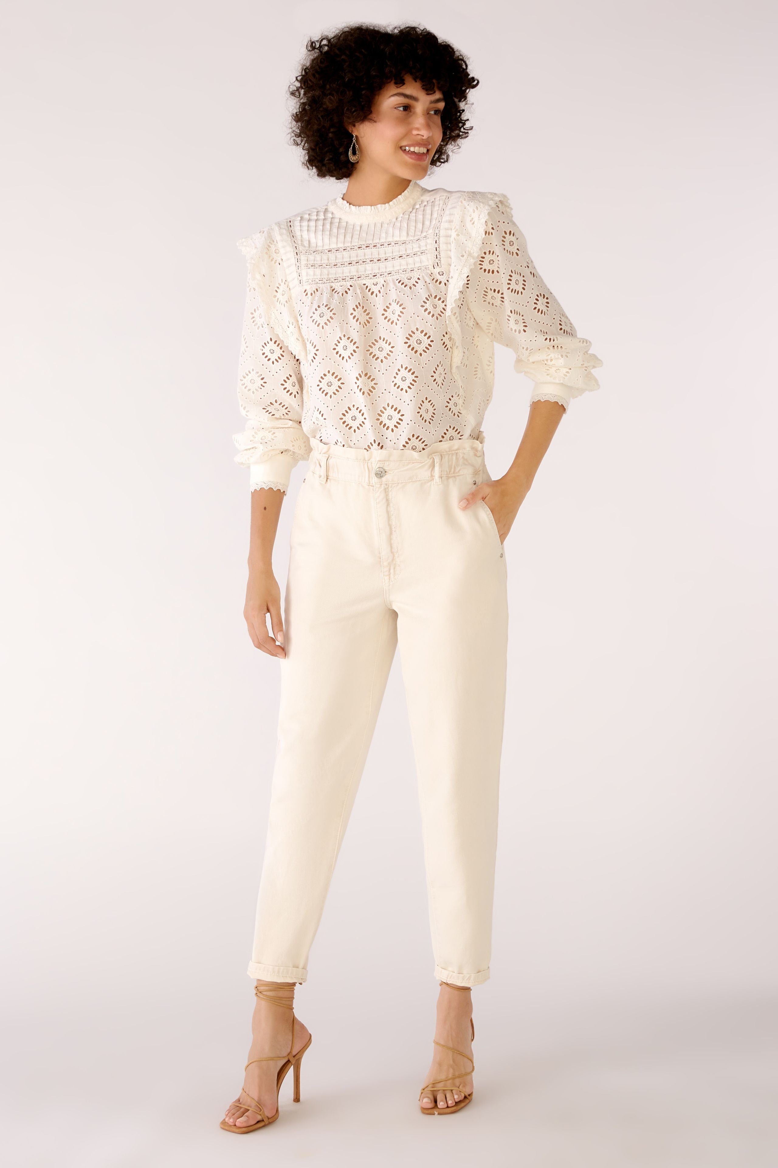 Blouse In Cotton With Perforated Embroidery