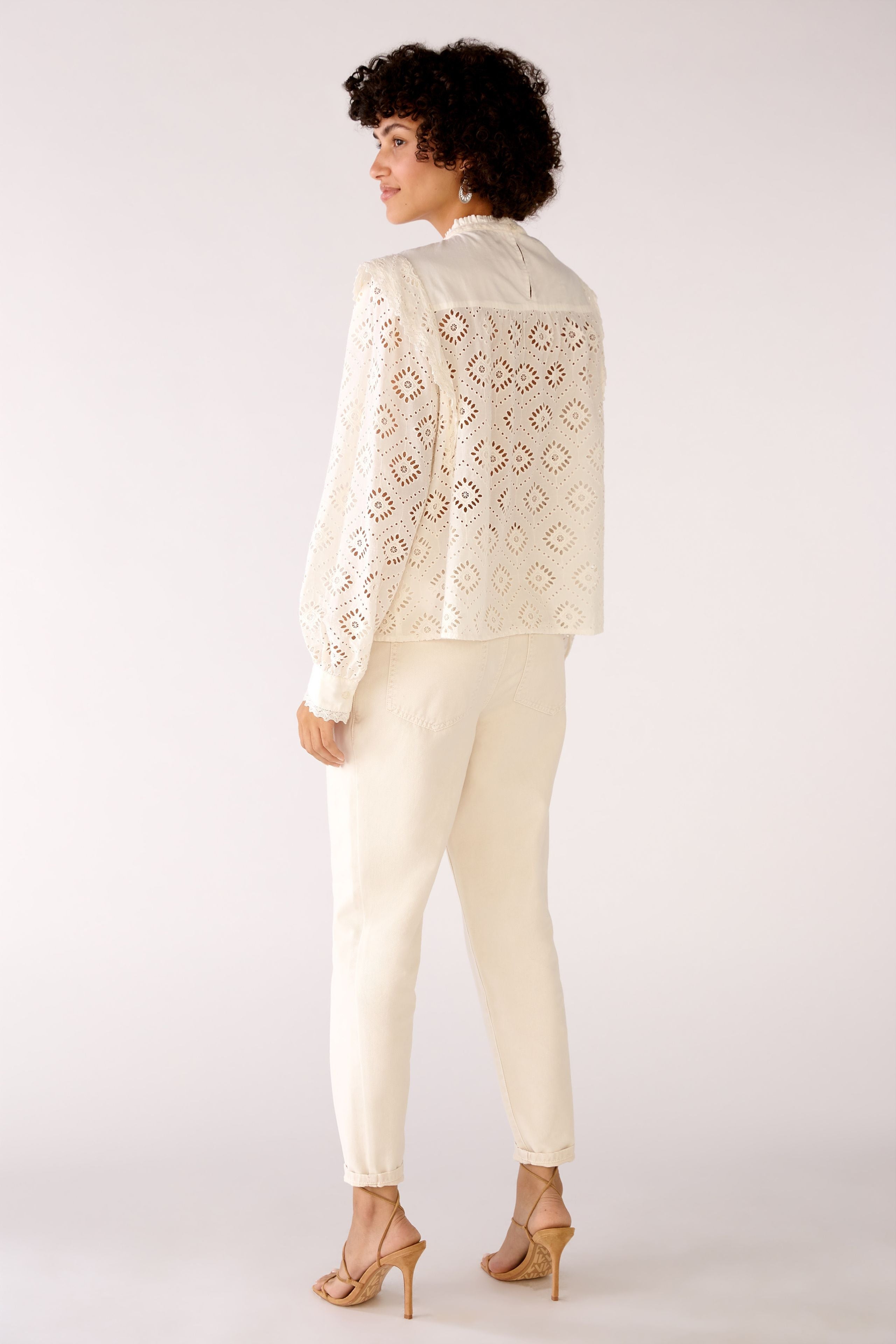 Blouse In Cotton With Perforated Embroidery