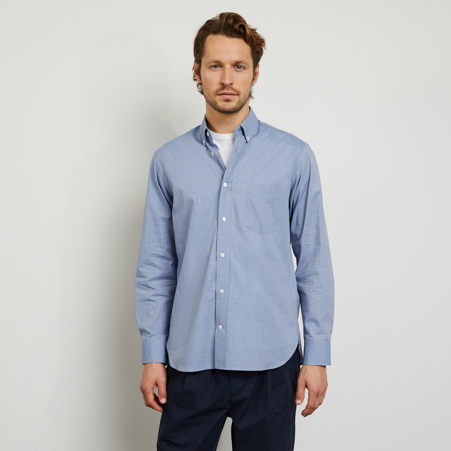 Blue Shirt In Zephyr Cotton - 02