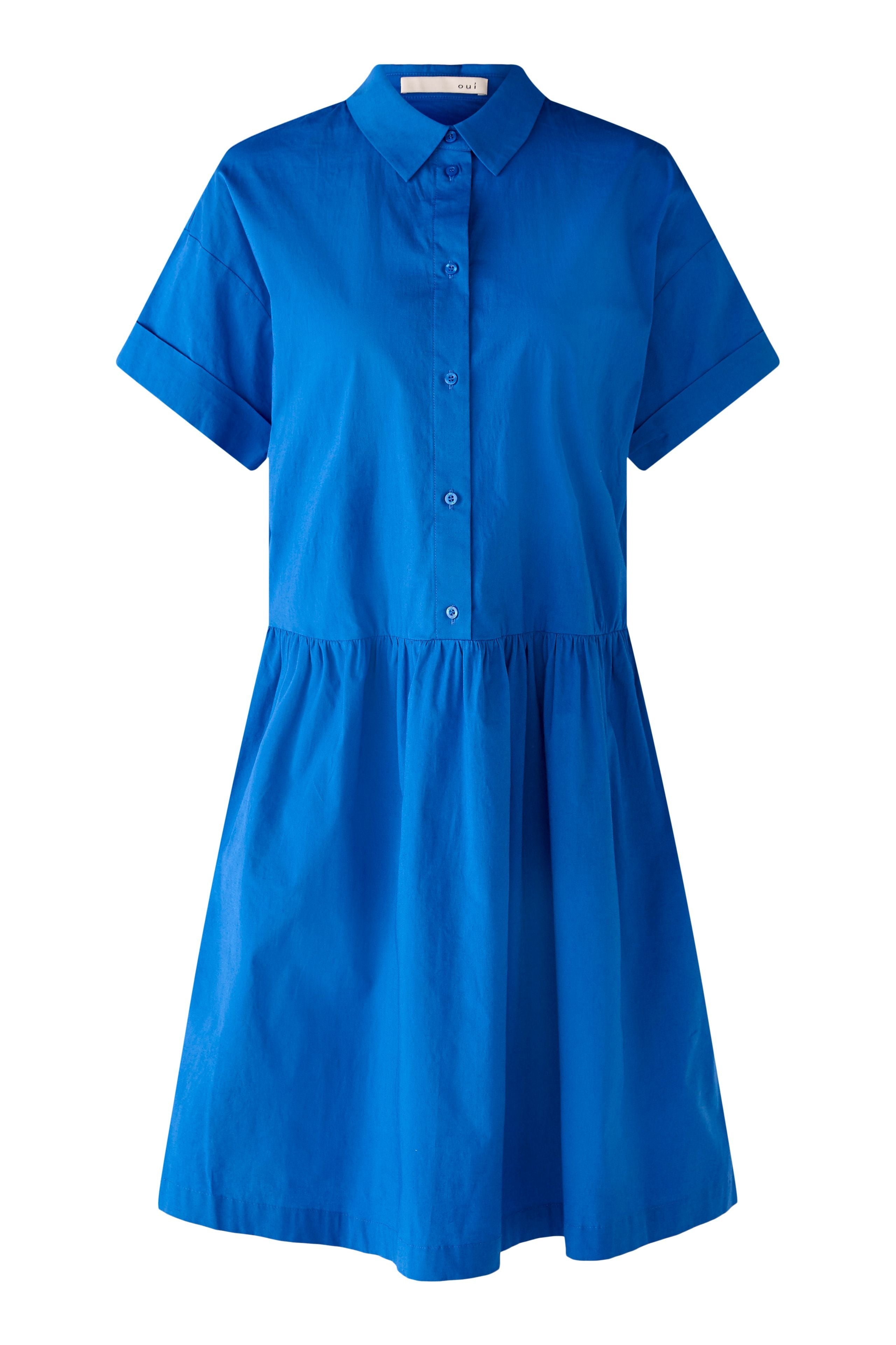 Blue Short Dress In Cotton Blend Oui