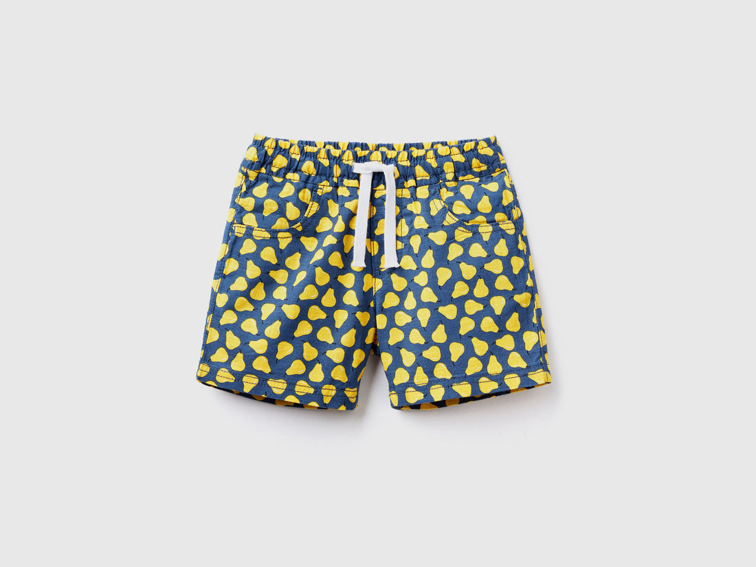 Blue Shorts With Pear Pattern