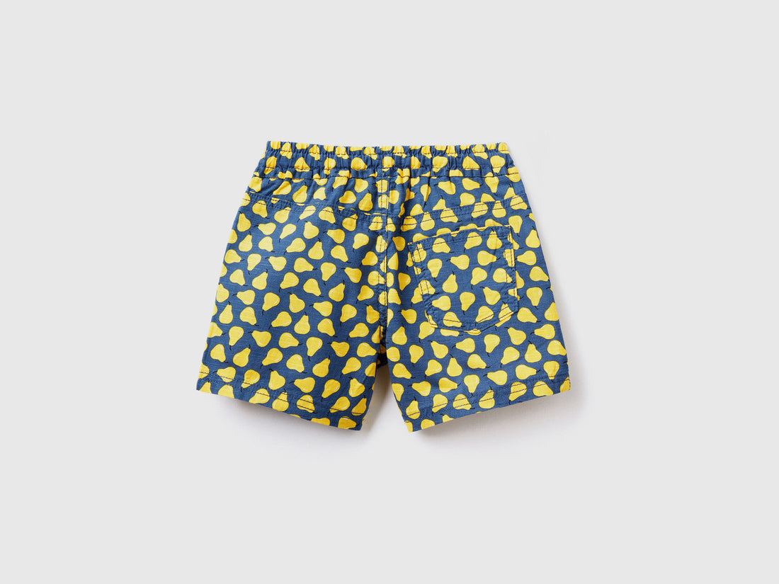 Blue Shorts With Pear Pattern