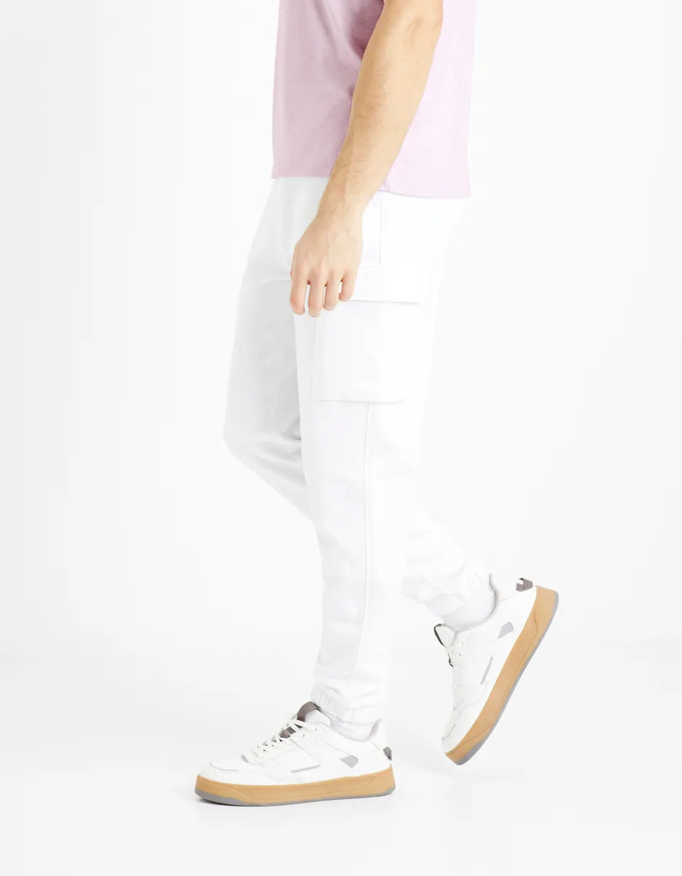 Cargo Jogging Pants 100% Cotton - White - 03